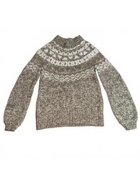 LOFT Fair Isle Sweater Metallic Threading